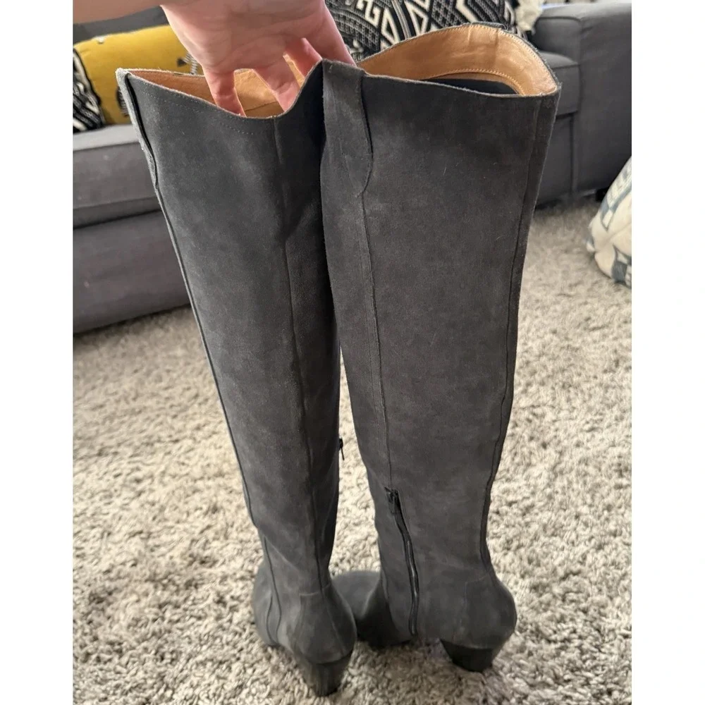 Corso Como Over Knee Boots Gray Suede Size 9.5 Classic Old Money Prep Minimalist